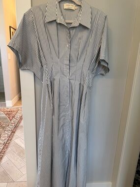 Anthropologie Blue and White Striped Maxi Dress